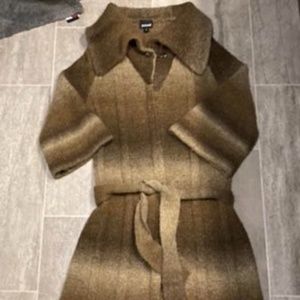Taupe/umber Roberto Cavalli wool blend sweater coat, size S